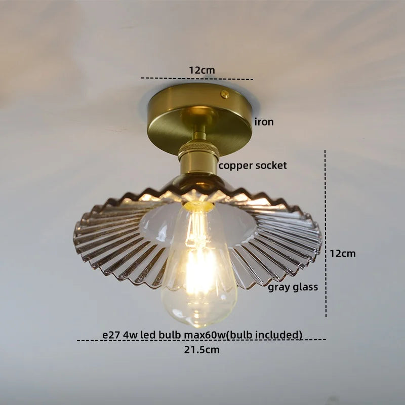 DecorBites™ Green Glass LED Ceiling Lamp for Home Living Room and Hallway Lighting