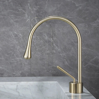 DecorBites™ Brushed Gold Basin Faucet Hot Cold Black Sink Kitchen Swivel Water Crane