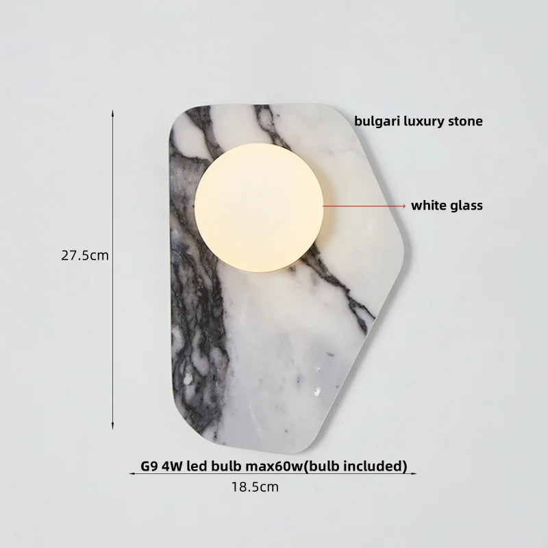 DecorBites™ Green Marble Stone LED Wall Sconce Lighting for Bedroom and Hallway