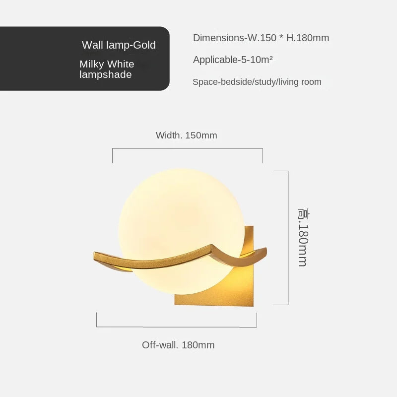 Lámpara de pared de bola de vidrio oro Decorbites™ para decoración de iluminación interior moderna