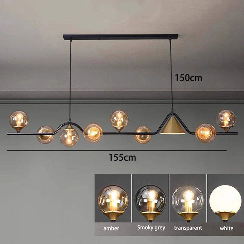 Nordic Glass Globe Pendant Chandelier in Smoky Grey