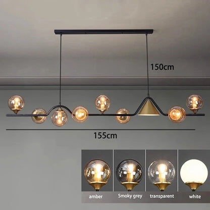 Nordic Glass Globe Pendant Chandelier in Smoky Grey