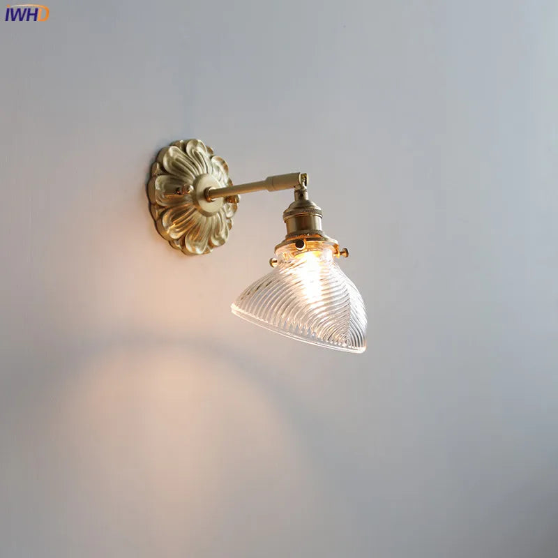 Decorbites™ Grüne Glas-LED-Wandleuchte mit Kupferbasis für Schlafzimmer und Wohnzimmer