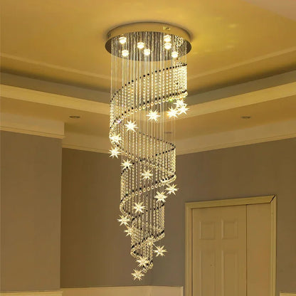 DecorBites™ Crystal Chandelier: Modern Luxury LED Hanging Light for Staircase, Living Room, Hallway