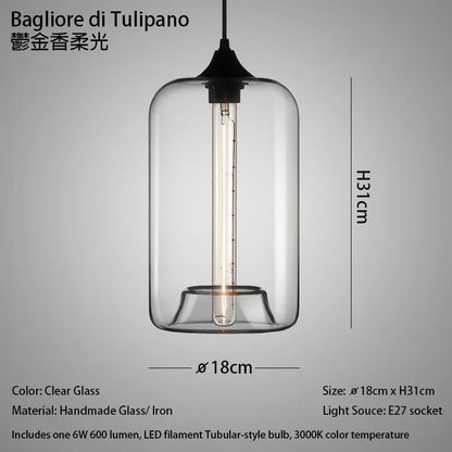 Handmade Glass Nordic Pendant Light With Chrome Finish