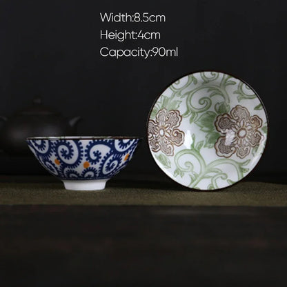 DecorBites™ Blue and White Porcelain Hand-Painted Tea Cups - Set of 1