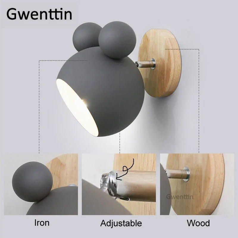 DecorBites™ Cartoon Mouse Wall Lamp | Nordic LED Sconce for Kids' Room & Bedroom
