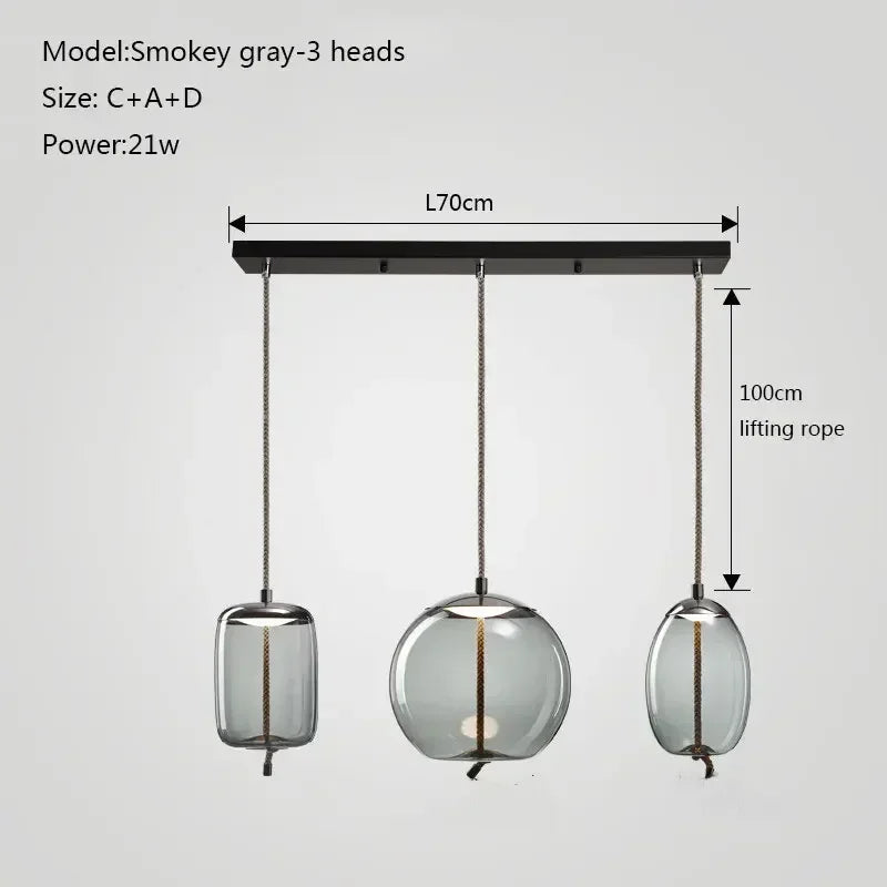 DecorBites™ Glass Chandelier Knot Pendant Lamp for Bedroom Kitchen Dining Room