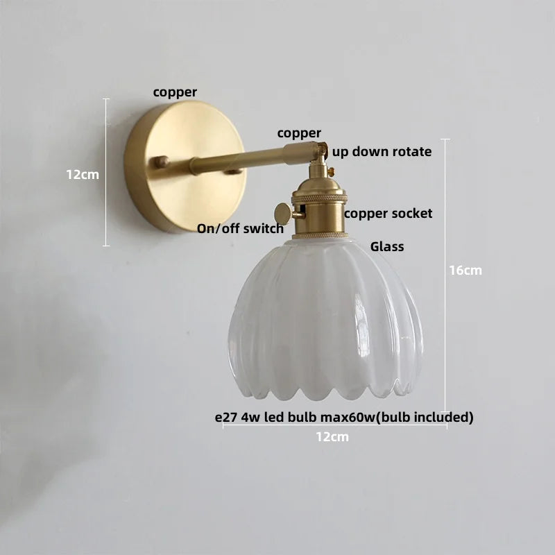 DecorBites™ Clear Glass LED Wall Lights Up Down Rotate Copper Nordic Sconce Fixtures