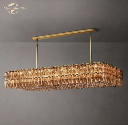 DecorBites™ Chiara Smoke Glass Linear Chandelier for Dining & Living Room