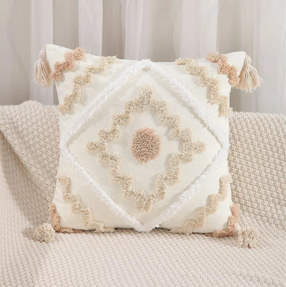 DecorBites™ Embroidered Geometric Leaves Pillow Cover Handmade Home Decor 30x50cm/45x45cm
