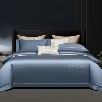 DecorBites™ 1000TC Egyptian Cotton Embroidery Bedding Set with Duvet Cover, Sheet, Pillowcase