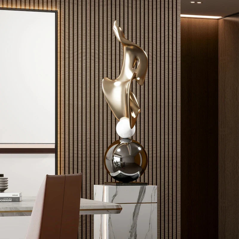 DecorBites™ Escultura artística geométrica electrochapada para una decoración moderna y lujosa del hogar