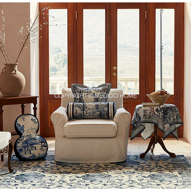 أغطية وسائد ديكورية من DecorBites™ بتصميم غابة النيلي القديمة - غطاء وسادة مزخرف يدويًا