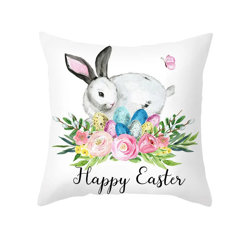 DecorBites™ Easter Egg Bunny Flower Birds Sofa Pillow Cover