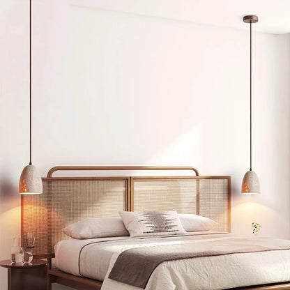 DecorBites™ LED Pendant Lamp Yellow Travertine Japanese Style Adjustable Hanging Lights