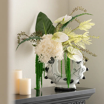 DecorBites™ Graffiti Ceramic Vase U-Shape Hand-Painted Abstract Handicraft Floral Arrangement Accessory