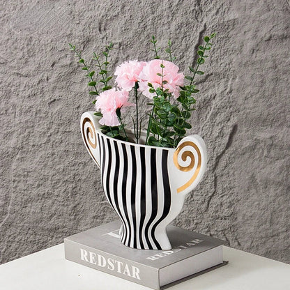 Decorbites™ Geometrische Fransen-Keramikvase Vintage-Kessel Heimdekoration-Zubehör
