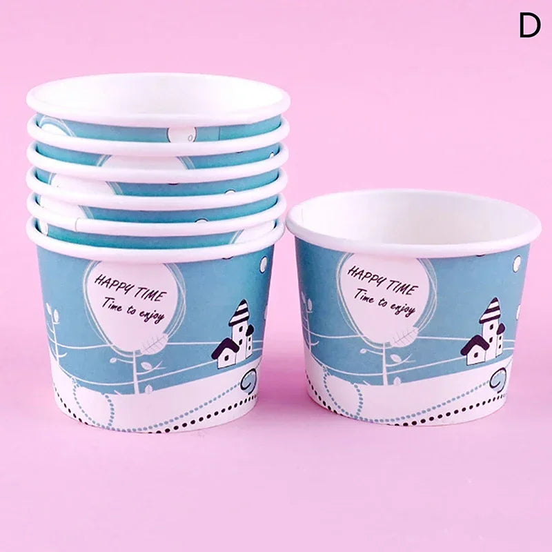 DecorBites™ Cartoon Paper Cups 50PCS 100ml Small Round Disposable Dessert Ice Cream Bowl