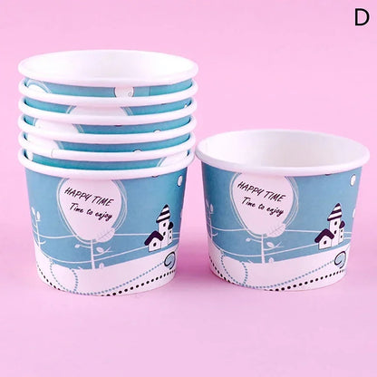 DecorBites™ Cartoon Paper Cups 50PCS 100ml Small Round Disposable Dessert Ice Cream Bowl