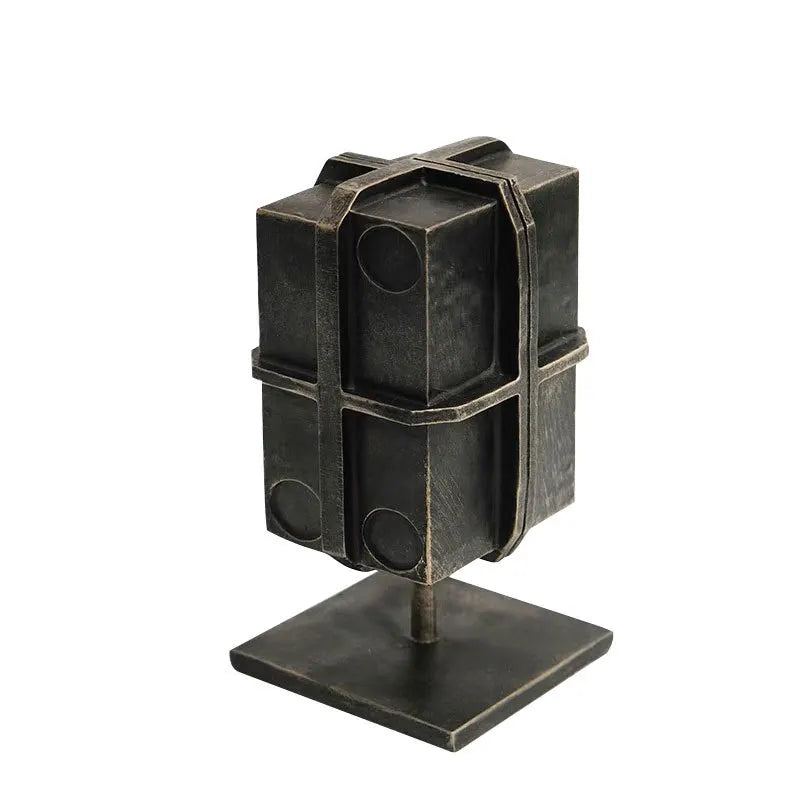 DecorBites™ Caja de encuadernación geométrica con forma de bloque, escultura en bronce - Figura decorativa para el hogar