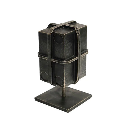 DecorBites™ Caja de encuadernación geométrica con forma de bloque, escultura en bronce - Figura decorativa para el hogar