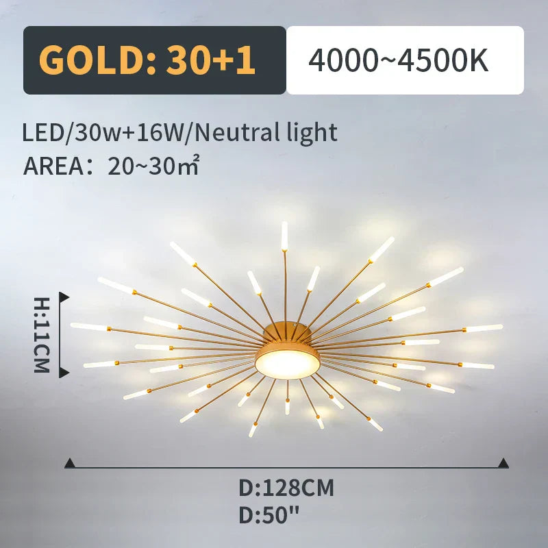 Lámparas Colgantes de Luces LED de Fuegos Artificiales™ Decorbites - Iluminación de Lámpara de Araña Moderna para Sala de Estar y Dormitorio