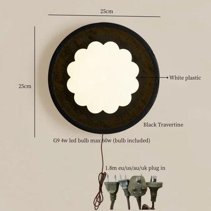 ديكوربايتس™ مصابيح حائط LED من الترافرتين الأسود لتزيين المنزل العصري ومصابيح بجانب السرير