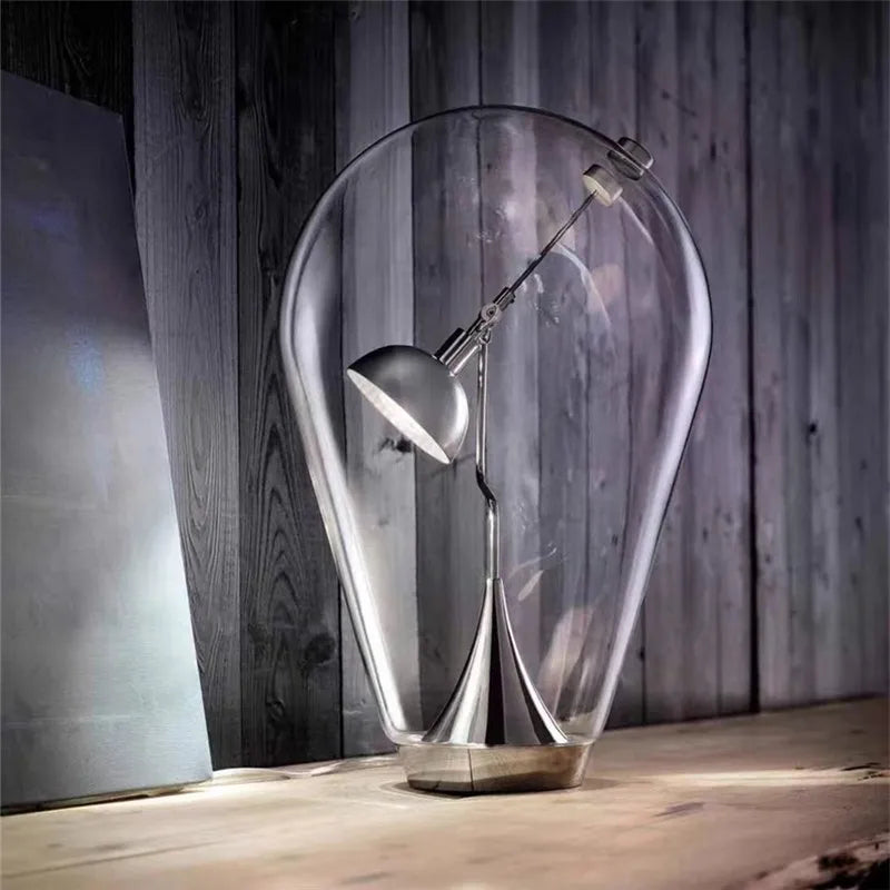 DecorBites™ Lodes Blow Glass Table Light: Adjustable Modern Chrome Lamp for Home, Store, and Bar