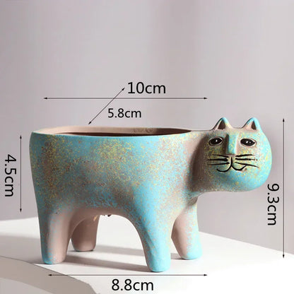 DecorBites™ Cat Succulent Plant Pot - Cute Cartoon Animal Design for Home Decor