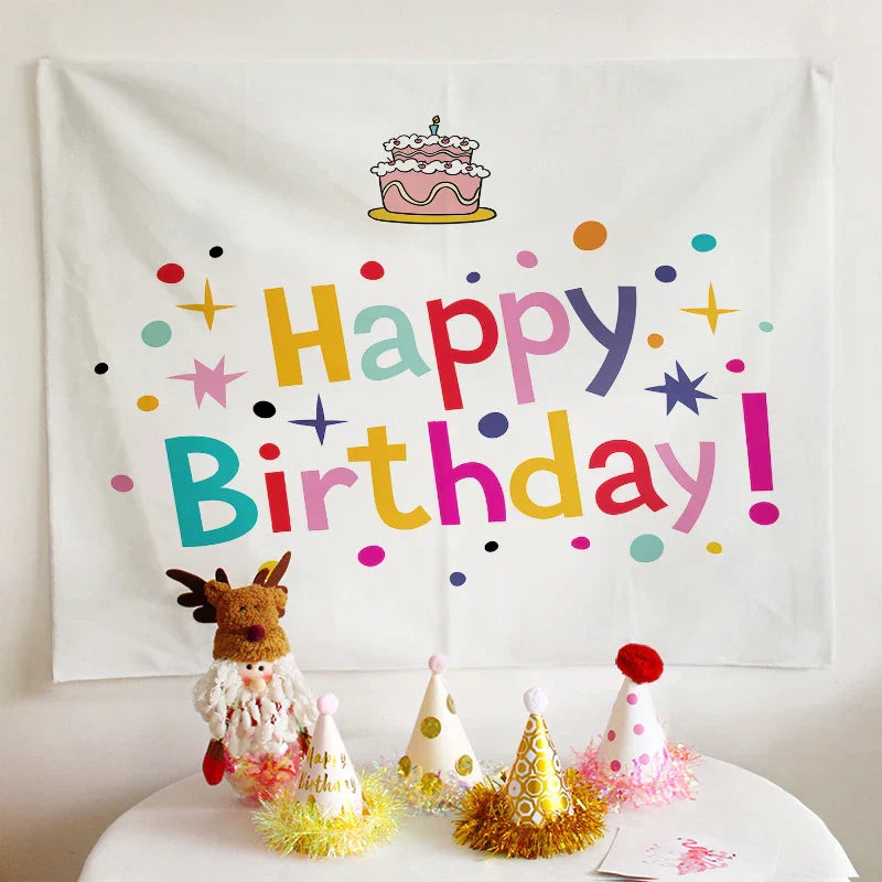 Decobites Birthday Wall Tapestry Decoration Party Bedroom Hanging Cloth