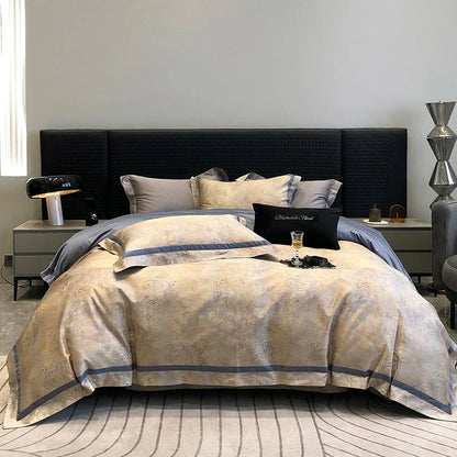 Decobites Luxury Flowers 1000TC Egyptian Cotton Bedding Set: 1 Duvet Cover, 1 Sheet, 2 Pillowcases