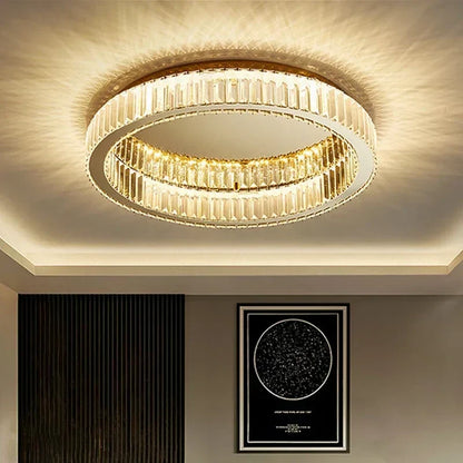 DecorBites™ Gold Crystal Ceiling Light Ring LED - Modern Luxury Indoor Home Lighting