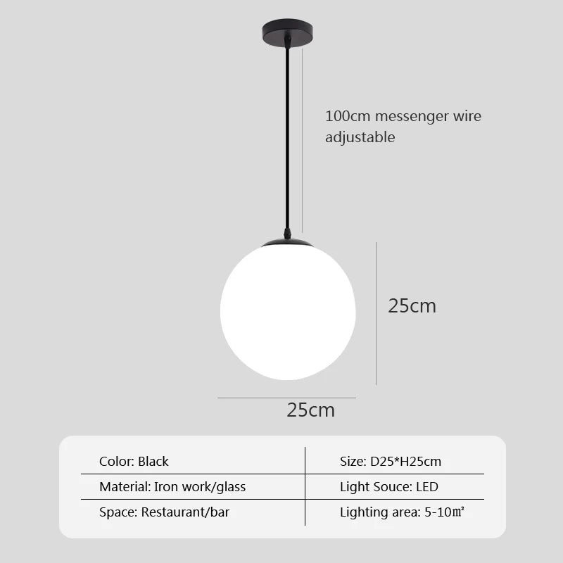 DecorBites™ Glass Ball Pendant Lights: Elegant Globe Hanging Lamps for Home, Restaurant & Bar.