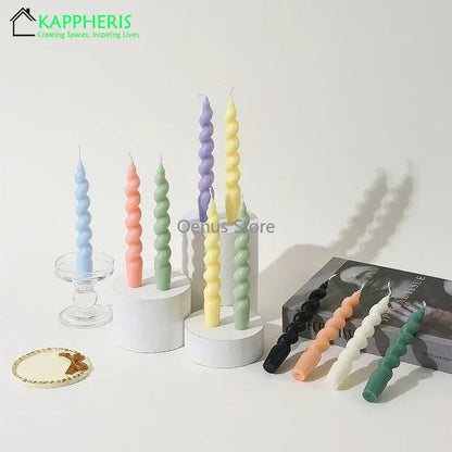 2PCS Colored Taper Candles Twisted Candles Scented Long Lot Wedding Candles Centre De Table Champêtre