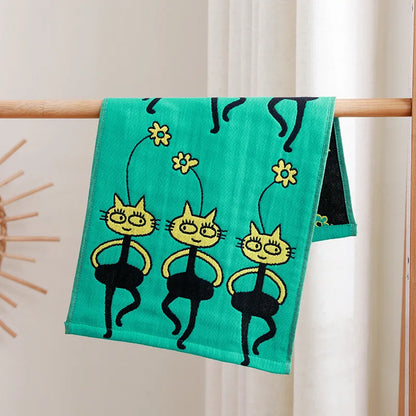 DecorBites™ Kids Cartoon Face Towels - Set of 3 | Cats Print | 100% Cotton | 25*50cm