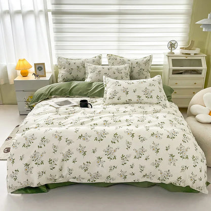 DecorBites™ Cartoon Printed Bedding Set: Soft Cozy Duvet Cover, Bedsheet, Pillowcase, Single Double Bedclothes