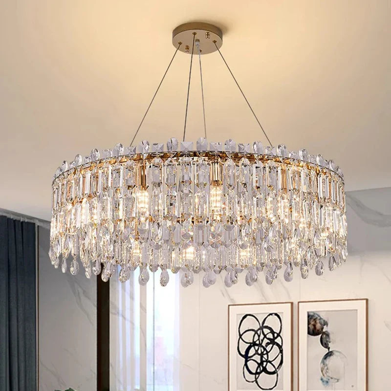 DecorBites™ Crystal Chandelier: Luxury Living Room & Bedroom Pendant Light | Elegant Ceiling Lamp