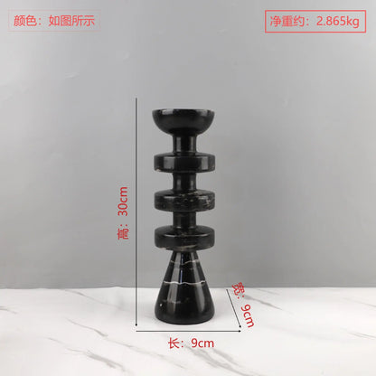 حامل شموع من الرخام الأسود من DecorBites™، حامل شموع من الحجر الأصفر العصري