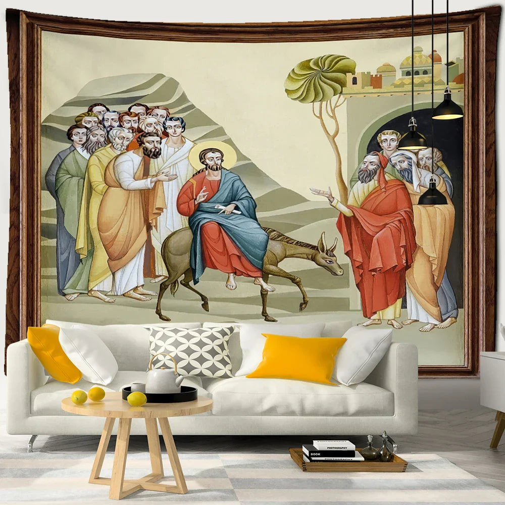 Retro Angel Oil Painting Tapestry Wall Hanging for Home Decor - Decobites