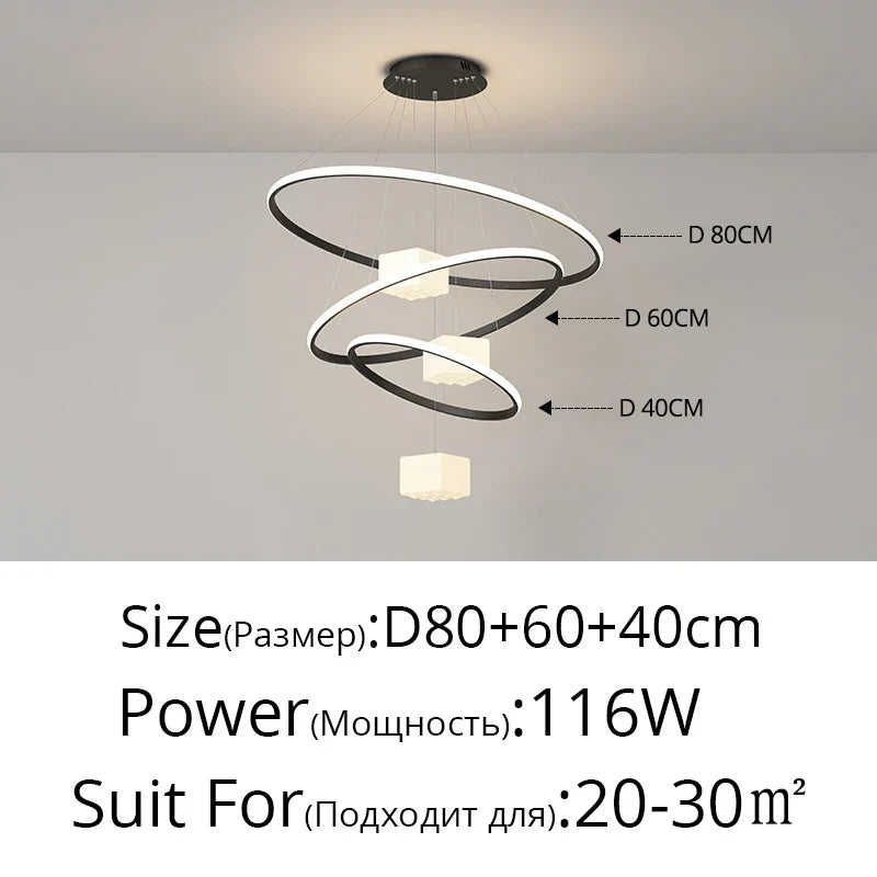 DecorBites™ LED Chandelier: Modern Living Room Kitchen Hanging Light, White Indoor Lighting Fixture