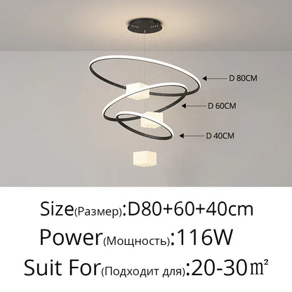 DecorBites™ LED Chandelier: Modern Living Room Kitchen Hanging Light, White Indoor Lighting Fixture