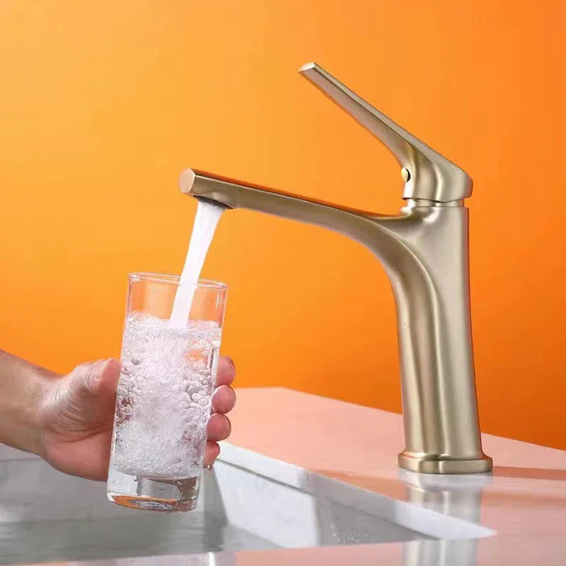 DecorBites™ Gold Black Chrome Bathroom Sink Faucet, Single Lever Hot Cold Mixer Tap