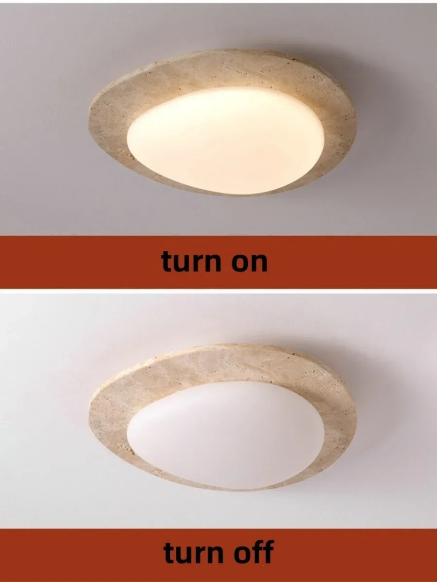 DecorBites™ LED Ceiling Light Fixture Yellow Stone White PE Shade Plafond Lamp