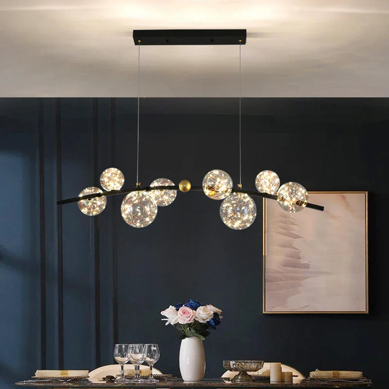 Brass Modern LED Chandelier 8-Head 100cm Kitchen