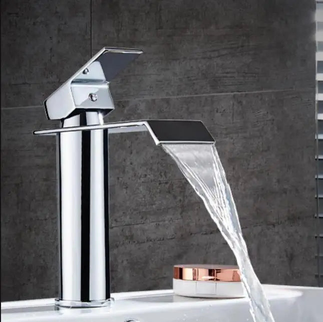 Decorbites™ Grifo de Lavabo en Cascada Dorado y Blanco para Baño Mezclador de Agua Caliente y Fría