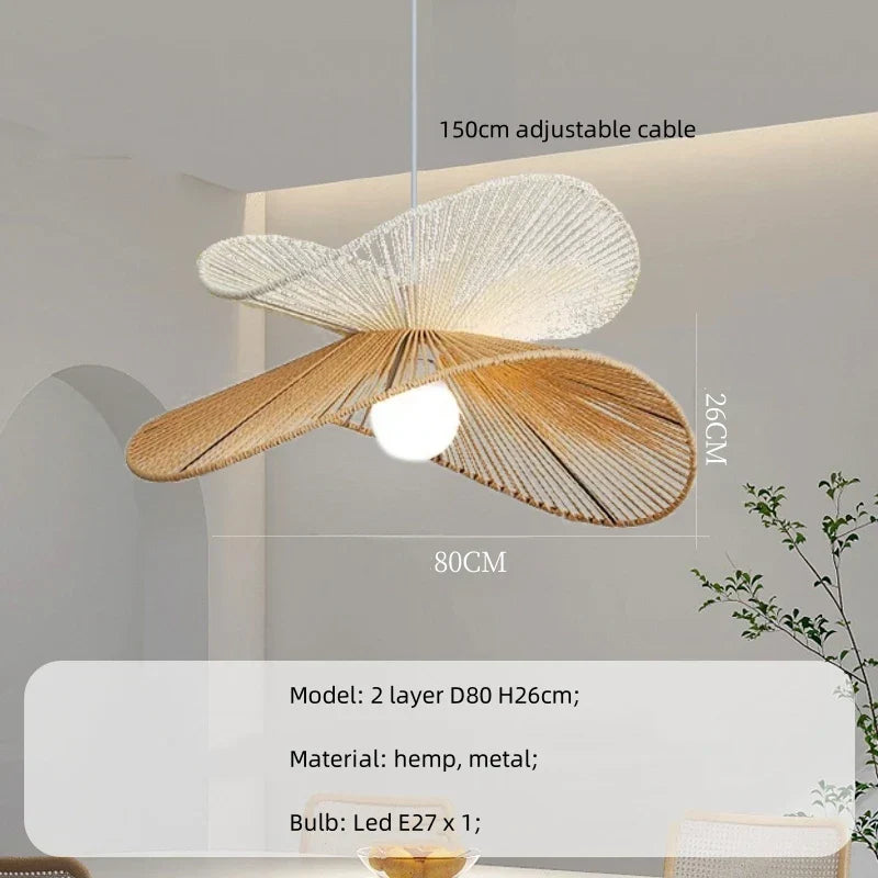 DecorBites™ Hemp Pendant Lights: Wabi Sabi LED Indoor Lighting Fixtures