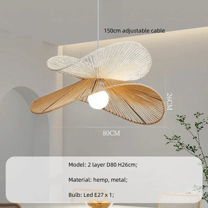 DecorBites™ Hemp Pendant Lights: Wabi Sabi LED Indoor Lighting Fixtures