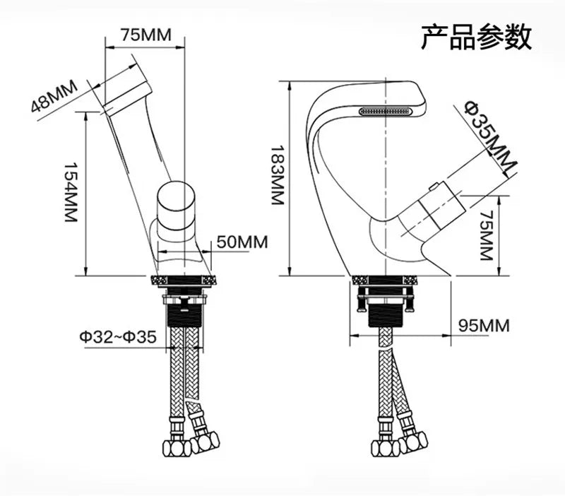 DecorBites™ Gray Basin Faucet | Brass Chrome Mixer Tap | Single Handle Sink Faucet