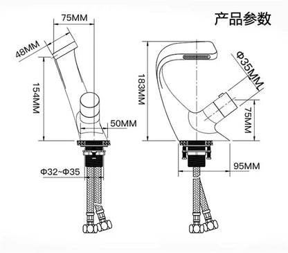 DecorBites™ Gray Basin Faucet | Brass Chrome Mixer Tap | Single Handle Sink Faucet
